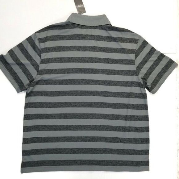 Haggar Polo Shirt  L Gray Stripe Short Sleeve Casual  Easy Care NEW - Picture 3 of 6